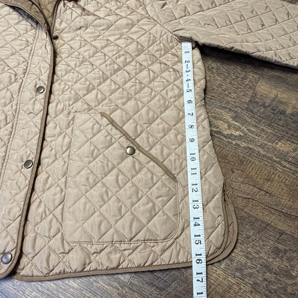 Lands' End Quilted Chore Barn Jacket Women Plus 1X 16W-18W Beige Tan Coat Zip - Picture 5 of 12